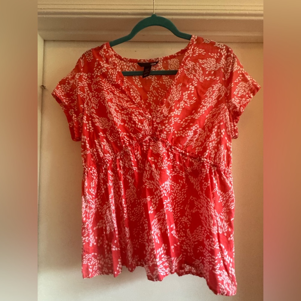 H&M Vivid Red and White Blouse